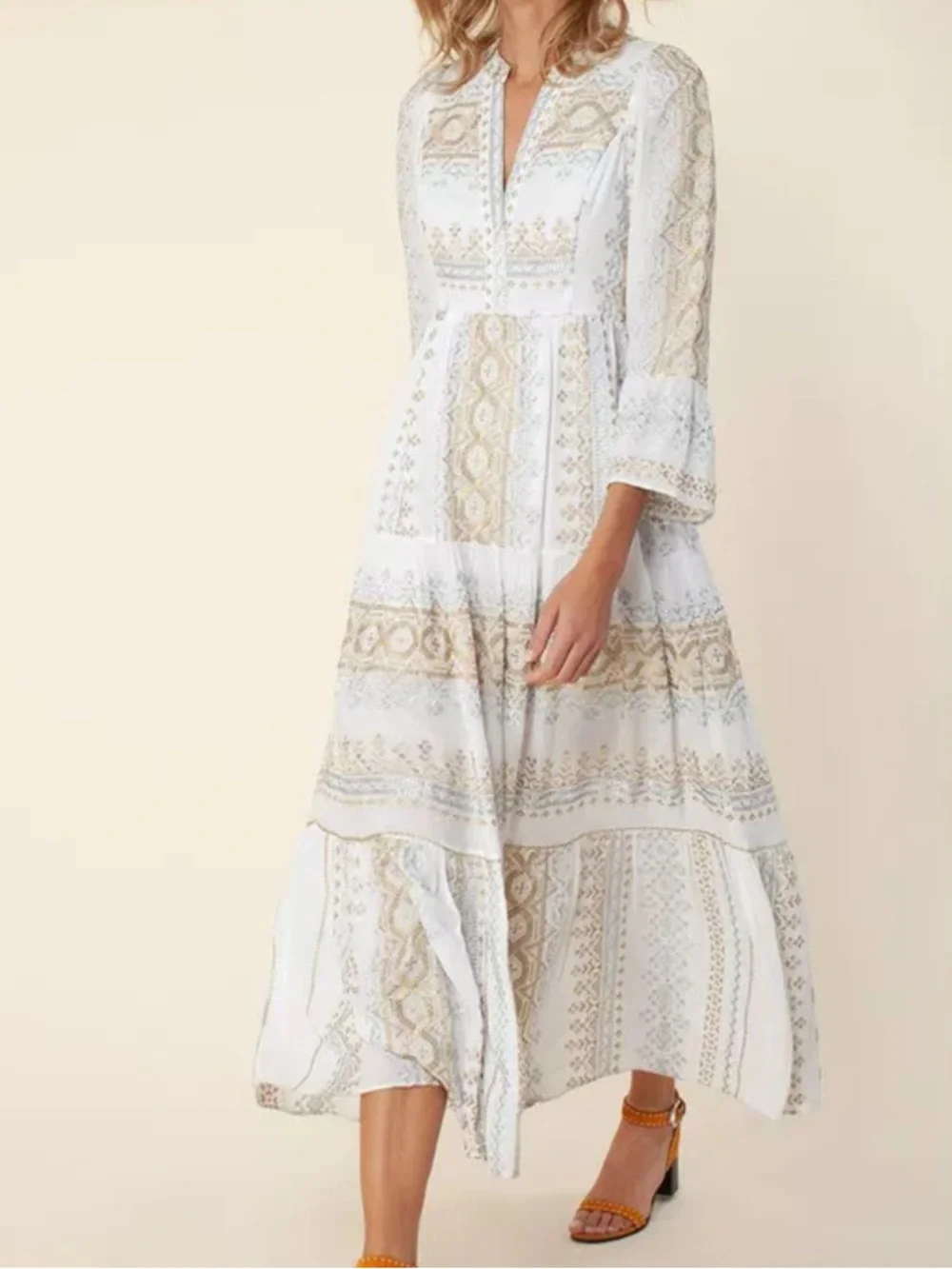 Hale Bob Lole White Embroidered Maxi Dress - Picture 1 of 16